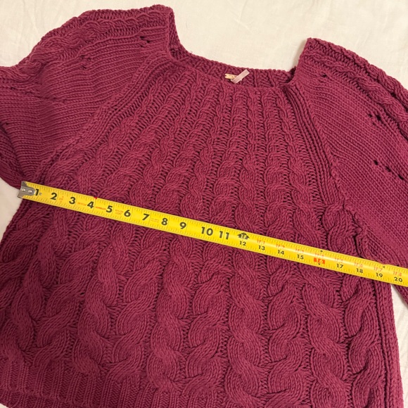 FREE PEOPLE Sandre Pullover Cableknit Sweater Mulberry | Women's Large - Picture 6 of 6